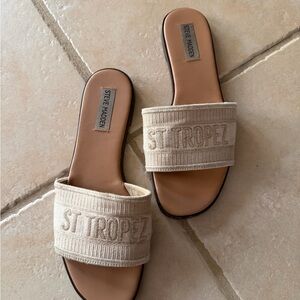 Steve Madden St. Tropez Beige Slide Sandals